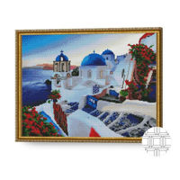 Картина по номерам Art Gallery QB204691 Mozaic cu diamante patrate 40x50cm Santorini la apus