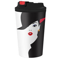Термокружка Promstore 55652 Phibo Fashion 350ml cu clapeta, negru