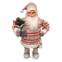 Decor de Crăciun și Anul Nou Promstore 20388 Mos Crăciun, 90cm, Silver Scandinavian cu cadouri si un ursulet