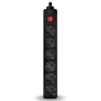 Surge Protector   6 Sockets,  5.0m,  Sven Optima, BLACK, Retail color box, flame-retardant