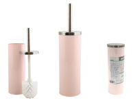 Perie WC cu suport "cilindru" MSV, roz deschis, metalic