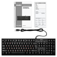 Keyboard SVEN KB-S300, Traditional layout, Quiet, Splash proof, Black, USB