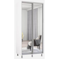 Dulap Mobildor-Lux Aron-P uși glisante din oglinzi (100x60x200H cm) Alb Brilliant