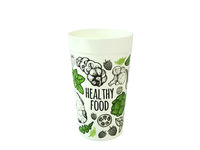 Pahar Phibo Picnic 380ml "Healthy food", alb, din plastic