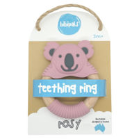 Iinel dentiție Bibipals Teething Ring Koala, Pink and Charcoal