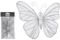 Set decoratii "Fluture" pe clame 3X9cm, argintie