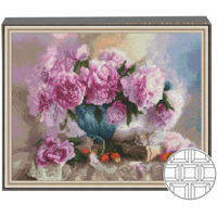 Картина по номерам Art Gallery QB204471 Mozaic cu diamante patrate 40x50cm Bujori roz