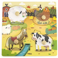 Головоломка Viga 44592 Puzzle din lemn cu buton Ferma