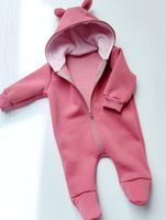 Salopeta Pampy de la 0 pina la 3 luni dark pink cu fleece