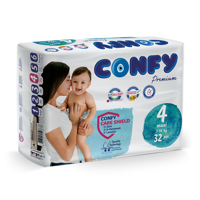 Scutece pentru copii Confy Premium ECO No.4 MAXI (7-14 kg), 32 buc.