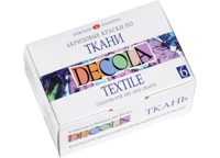 Set de vopsele acrilice pentru textil Decola, 6 culori, 20 ml