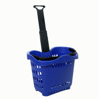 купить Пластиковая корзина на колесах (2 пластиковые ручки) 58L, 540*400*435mm, синий в Кишинёве