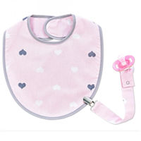 Baveta cu lantisor pentru suzeta BabyJem Pink