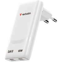 Зарядное устройство сетевое Verbatim VER_32355 Fold'n' Go GaN Charger 65W, 2 Port, White