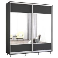 Шкаф Mobildor-Lux Раздвижные двери Aron-P из ДСП с горизонтальным зеркалом (200x60x220H см) Антрацит