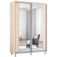 Dulap Mobildor-Lux Aron cu uși glisante cu oglindă vertical (150x60x220H cm) Sonoma