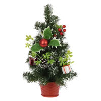 Новогодний декор Promstore 49100 Suvenir Brad cu decoratiuni in ghiveci rosu 40cm