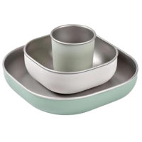 Seturi pentru hrănire bebelușilor Beaba B913583 Set de masa din otel inoxidabil 4 piese Sage Green