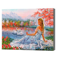 Девушка на берегу озера, 40x50 см, aлмазная мозаика