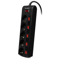 Surge Protector   5 Sockets,  1.8m,   Sven "SF-05PL", BLACK, individual switches, flame-retardant