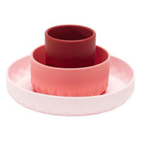 Посуда для кормления Premaman PRF5O5-CCC-UNQ Set de vesela din silicon Origami Roz, 3 piese