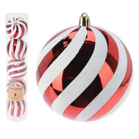 Decor de Crăciun și Anul Nou Promstore 29718 Set globuri 5x80mm Stripes, rosu si alb, in tub