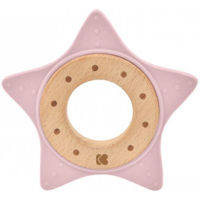 Iinel dentiție Kikka Boo 31303020058 Jucarie dentie din silicon si lemn Star Pink
