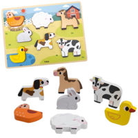 Головоломка Viga 44702 Puzzle tactil-inserție Ferma, 7elem