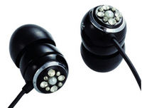 E11008 ELECOM ORB "Gem Drops" Jewel Type Stereo Headphones - (Black, Crystal clear), 20 Hz to 20 kHz, 32 Ohm, 115 dB/1 mW (mini casti/мини наушники)