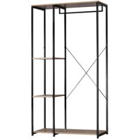 Etajeră H&S 48340 cu 4 polite si bara transversala 90x40x166cm, metal/MDF, maro