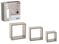 Set rafturi "Cub" Five 3buc: 25X25X9, 20X20X9, 15X15X9, gri, MDF