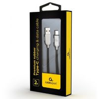 Blister Type-C /USB2.0, AM/CM,  2.0m, Cablexpert Premium Ruber Black, CC-USB2R-AMCM-2M
