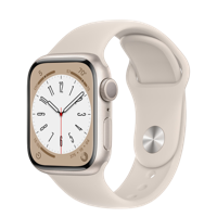 Apple Watch Series 8 GPS, 41mm Starlight Aluminium Case with Starlight Sport Band, MNU93 (usa)