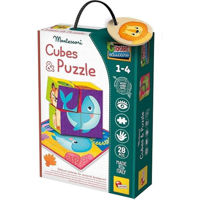 Настольная игра Lisciani Giochi 98347 Set educational MONTESSORI Cubes and Puzzle 2 in 1, 28 piese, cod 53592