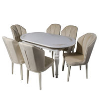 Комплект раздвижной стол DT A14 белый + 6 стульев DC 6018 velour ivory