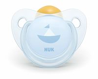Suzeta NUK latex Baby Blue in cutie (0-6 luni)