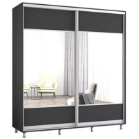 Dulap Mobildor-Lux Aron-S uși glisante din PAL cu oglindă orizontal (190x60x220H cm) Anthracite