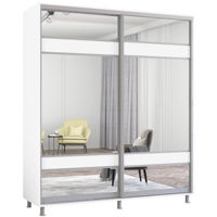 Шкаф Mobildor-Lux Aron-S uși glisante din PAL cu oglindă zebra (200x60x230H cm) Alb Brilliant