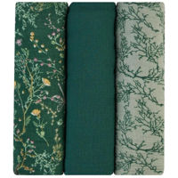 Аксессуар для пеленания Kikka Boo 31103010104 Pelinci de muselina Secret Garden Green, 100x100 cm, 3 buc.