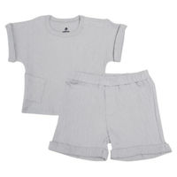 Детская одежда Minikin 25062074 Naturelle Комплект футболка и шорты р-р74, серый светлый, унисекс