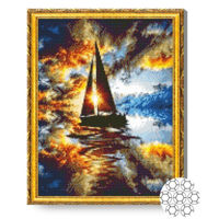 Картина по номерам Art Gallery GA79975 Mozaic cu diamante 40x50cm Iaht la apus