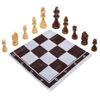 Шахматные фигуры деревянные (пешка 5 см, король 9 см) + полотно 48x49.5 см 305P (8982)