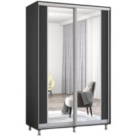 Dulap Mobildor-Lux Aron-P uși glisante din PAL cu oglindă vertical (140x60x210H cm) Anthracite