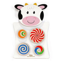 Puzzle Viga 50677 Busyboard (de perete) Văcuța și cercuri care se rotesc