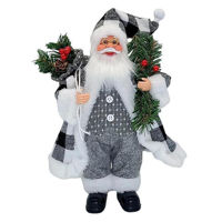 Decor de Crăciun și Anul Nou Promstore 02524 Mos Crăciun, 30cm, Nordic Style cu crengi de brad