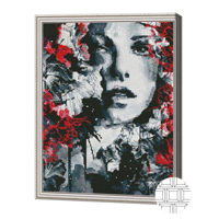 Картина по номерам Art Gallery QB205766 Mozaic cu diamante patrate 40x50cm Portret in nuante gri-rosii