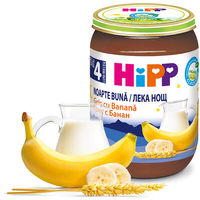 Piure de griș cu banane și lapte Hipp Noapte Bună (4 luni+), 190g