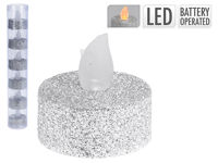 Set lumanari pastile LED 6buc, D3.8cm, alb-cald, telecomanda, argintiu