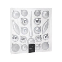 Decor de Crăciun și Anul Nou Promstore 54208 Set decoratiune 19buc pentru brad de Craciun, argintii