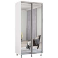 Dulap Mobildor-Lux Aron uși glisante din oglinzi (170x60x240H cm) Alb brilliant